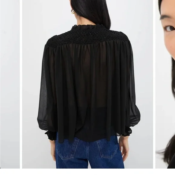 Tuckernuck Black Sheer Smocked Rylie Blouse - Picture 10 of 10